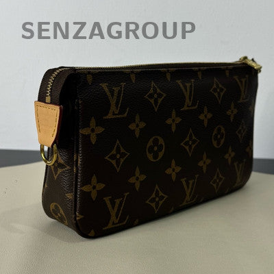 Louis Vuitton Monogram Canvas & Leather Shoulder Bag Brown Gold Hardware
