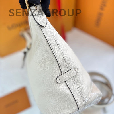 Louis Vuitton Carryall Small Monogram Leather Shoulder Bag White Gold