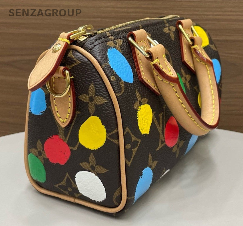 Louis Vuitton Speed Nano Monogram Top Handle Bag Crossbody Brown Gold Women