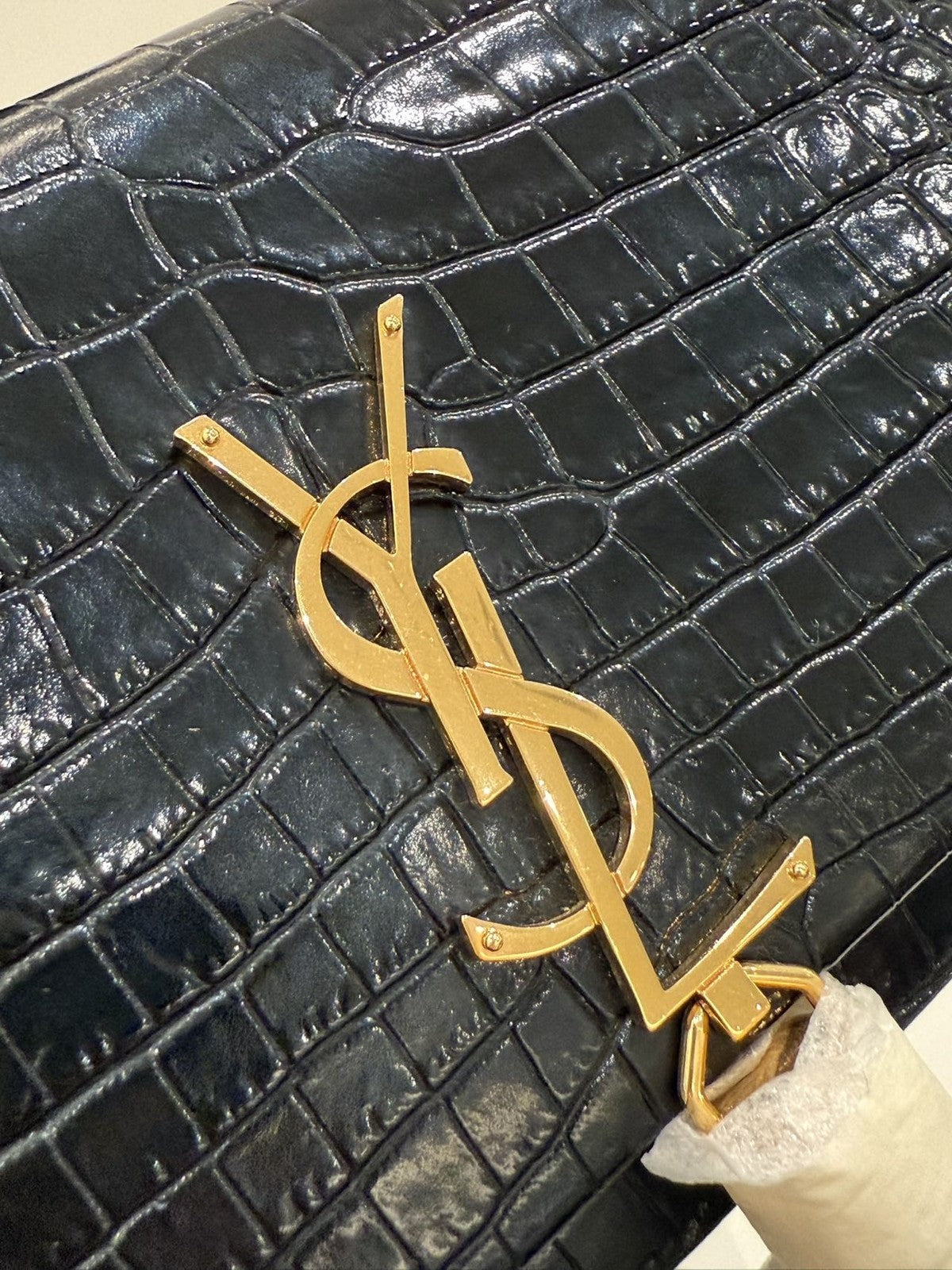 Saint Laurent YSL Kate WOC Black Gold Chain Crossbody Bag Classic Women