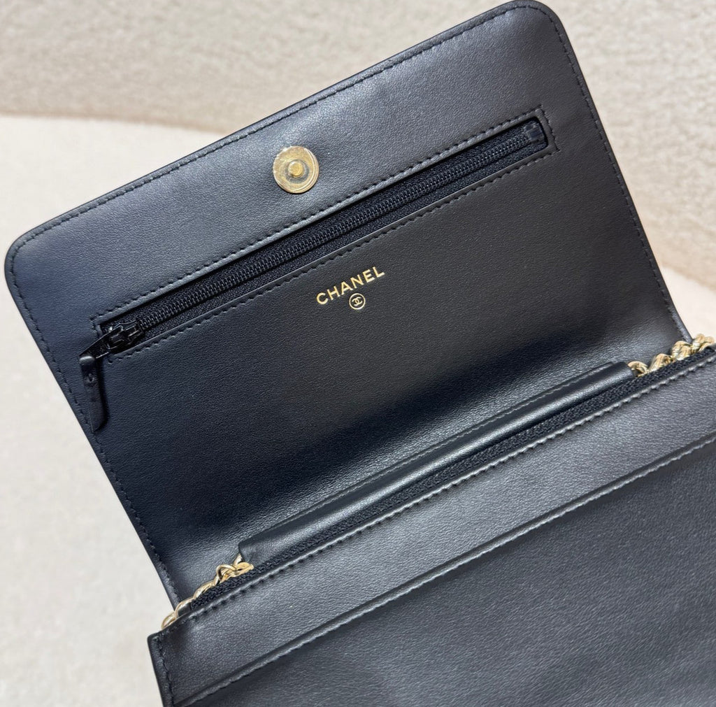 CHANEL Leboy Woc Chain Strap Calfskin Shoulder bag Crossbody Black gold