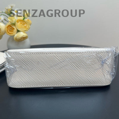 Louis Vuitton Marellini Epi Chain Shoulder Bag Silver White Classic Women