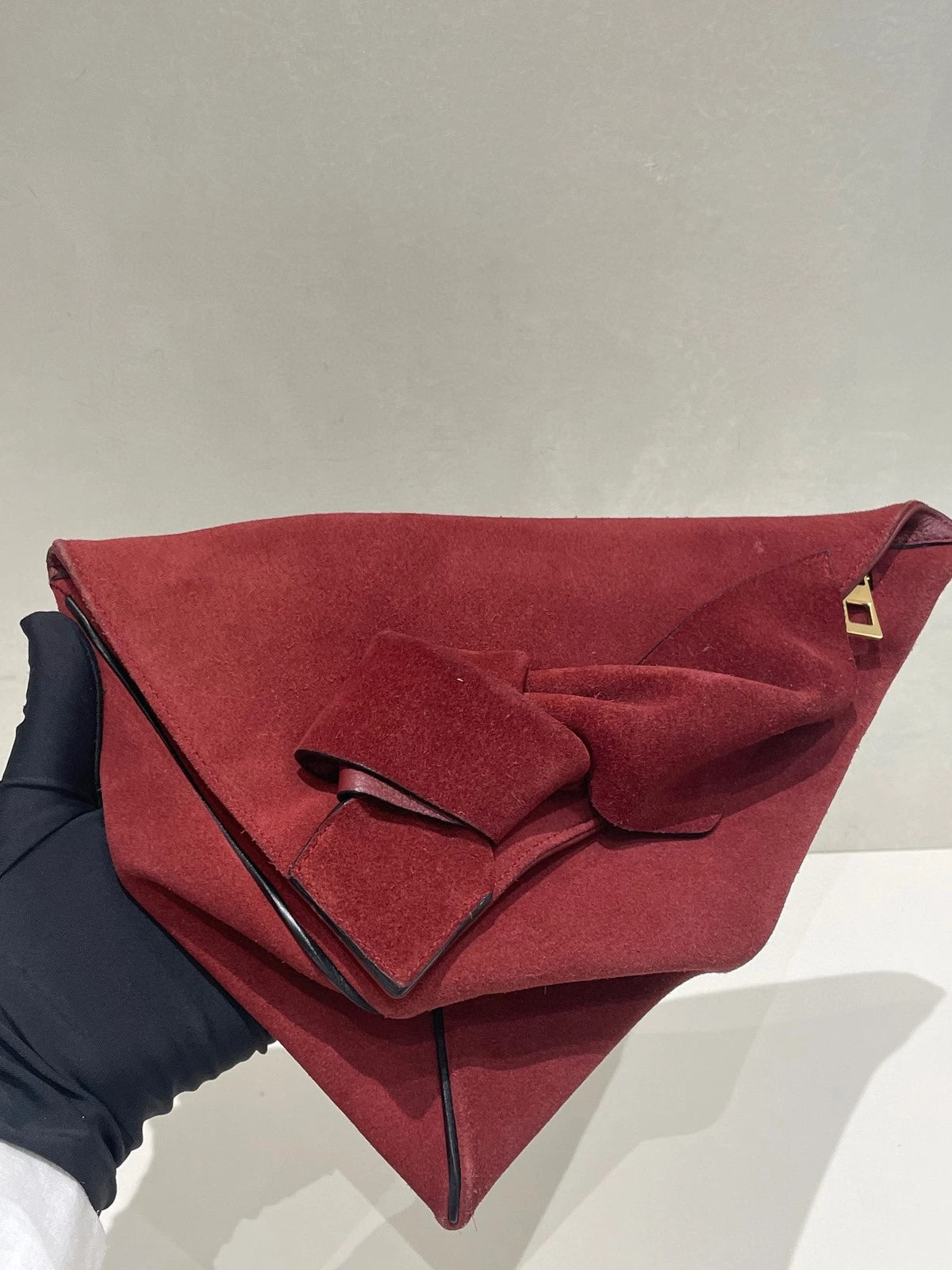 Loewe Leather Red Brown Bow Triangle Clutch For Women