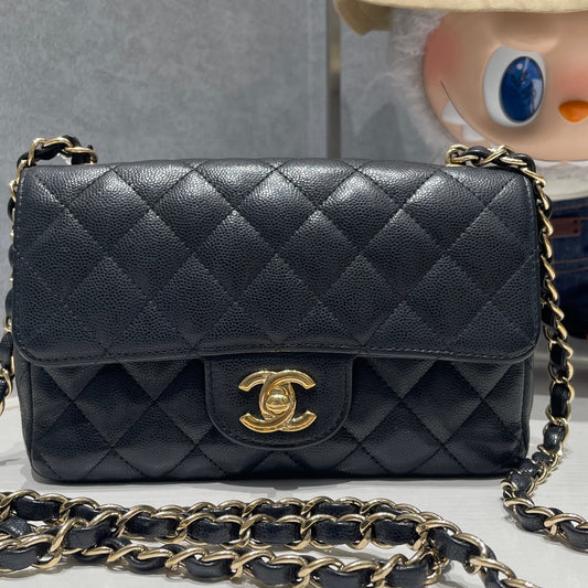 Chanel Classic Flap Mini Black Gold Calfskin Chain Shoulder Bag
