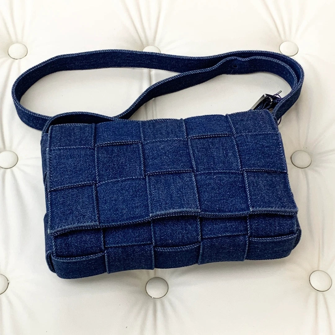 Bottega Veneta Cassette Denim Shoulder Crossbody Bag Blue Women Fashion