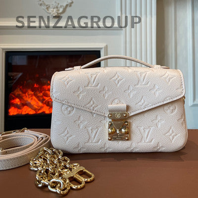 Louis Vuitton Pochette Metis Pink Gold Chain Crossbody Bag Women's Fashion