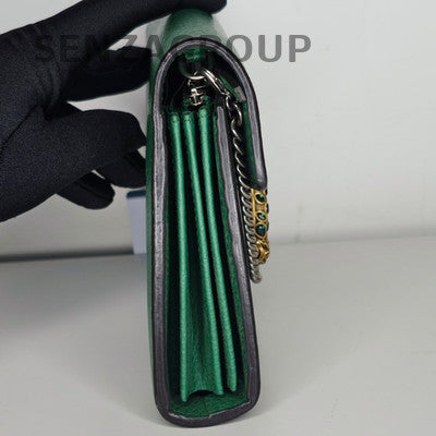 Gucci Dionysus Leather Chain Shoulder Bag Green Silver Hardware