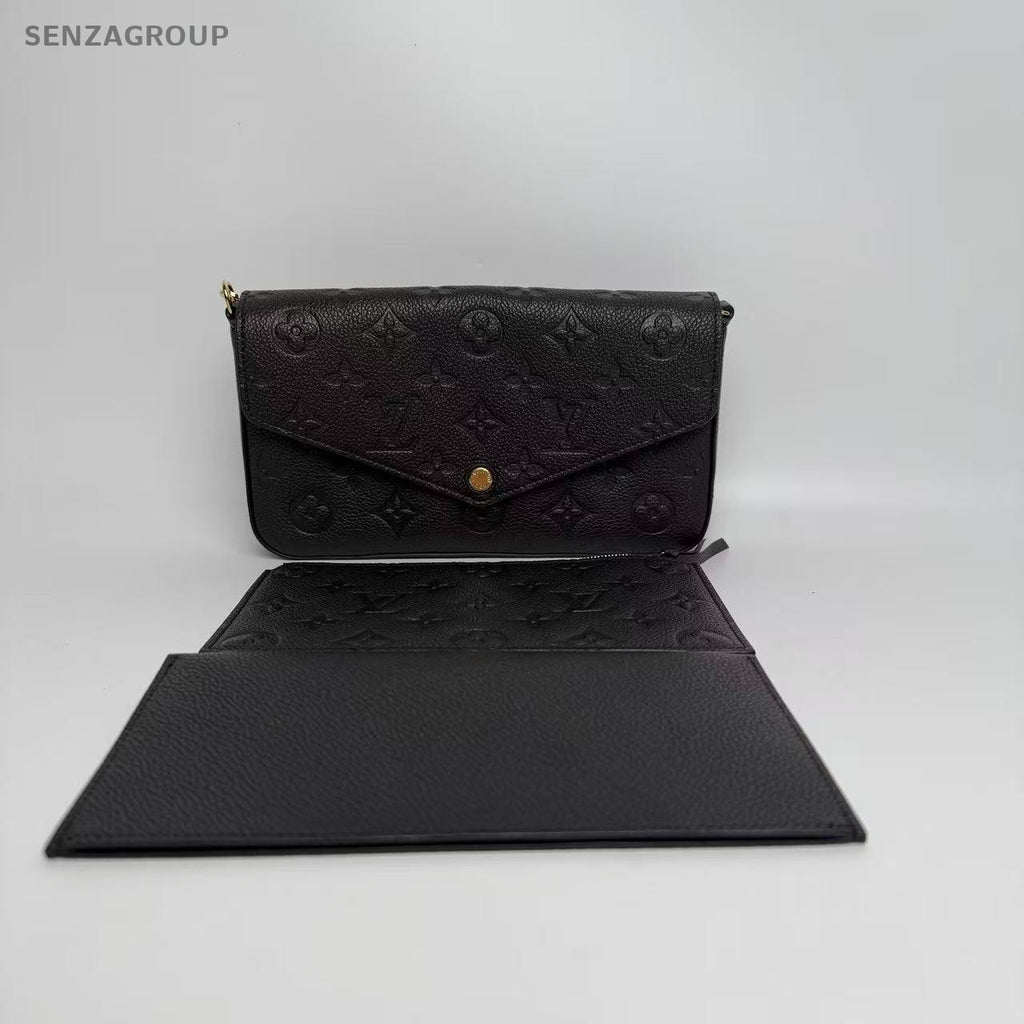 SJ0001 Louis Vuitton Felicie black leather monogram