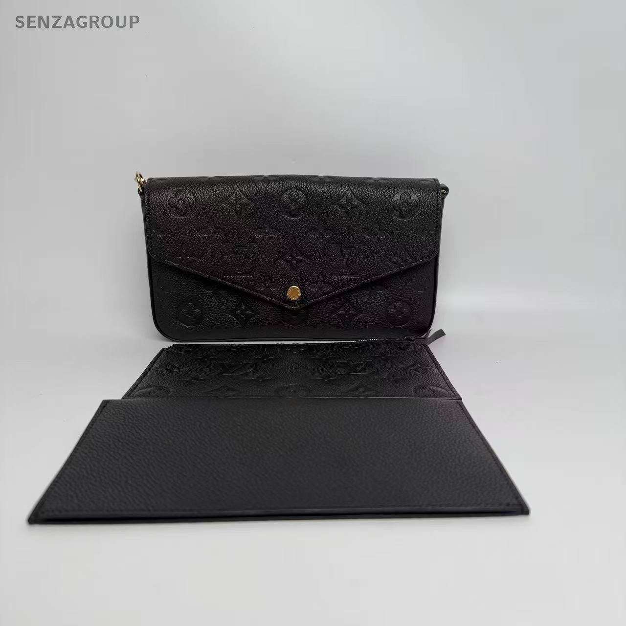 SJ0001 Louis Vuitton Felicie black leather monogram