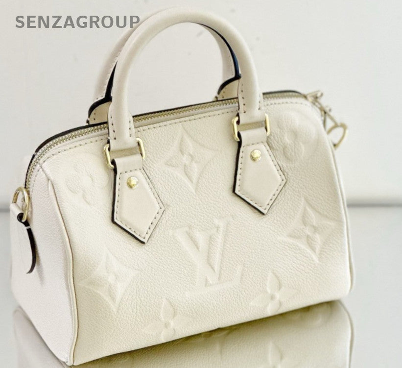 Louis Vuitton Speedy 20 Top Handle Shoulder Crossbody Bag White Almost Brand New