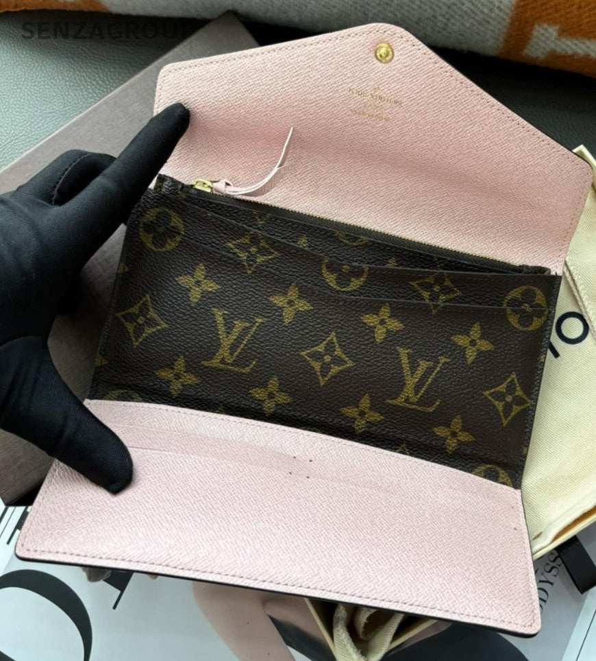 Louis Vuitton Monogram Wallet Brown Pink Women Full Set