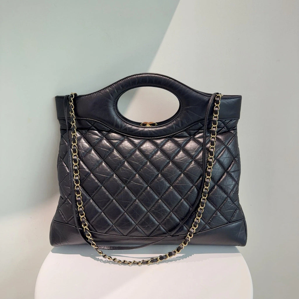Chanel 2023 Chip Version 31 Bag Large Size Tote &amp; Shoulder Bag Black Classic