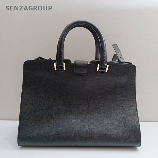 Saint Laurent Y Cabas 2Way Top Handle Bag Crossbody Black Gold Women Classic