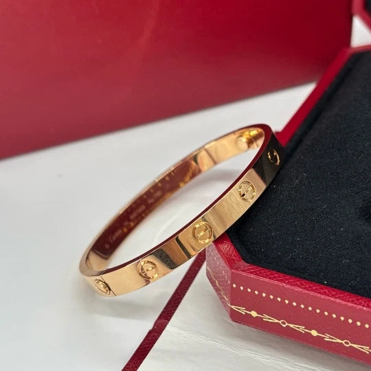 Cartier Love Classic 6.1mm Bangle Bracelet 18k Rose Gold Double Screw Size16