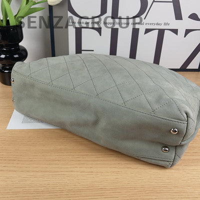 Vintage Chanel Quilted Hobo Tote Bag with Chain Strap - Grey Silver