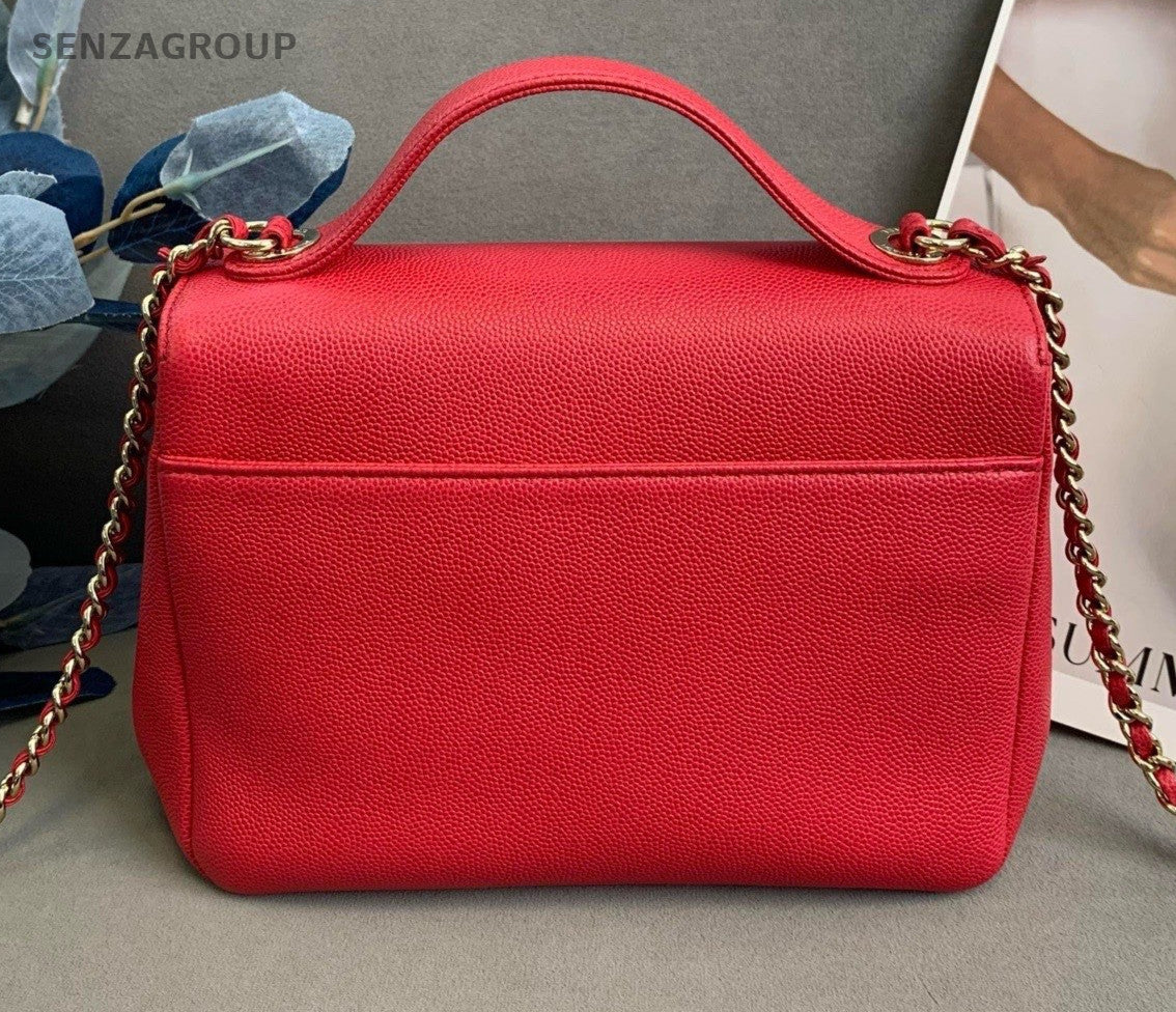 CHANEL Caviar  Top Handle 2way Shoulder bag Red Women
