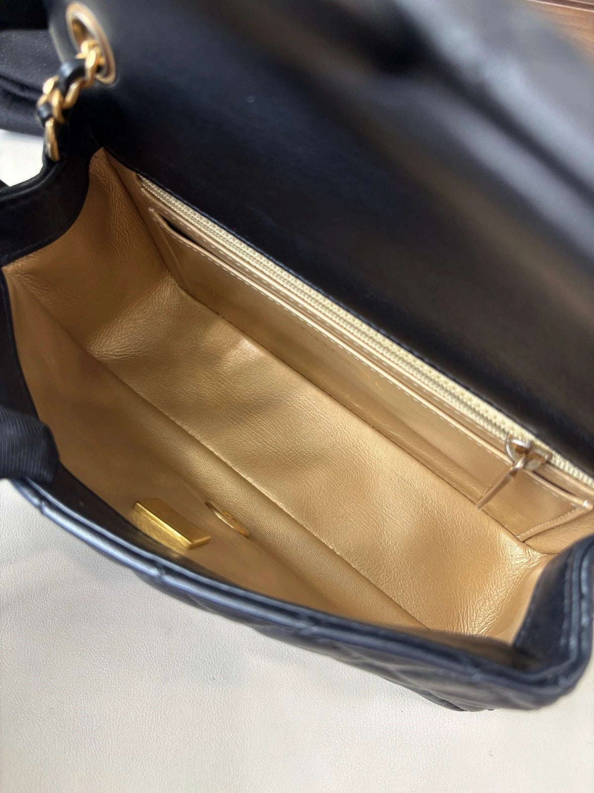 Chip Version Chanel Flap Big Mini Lambskin Gold Chain Black Shoulder Bag