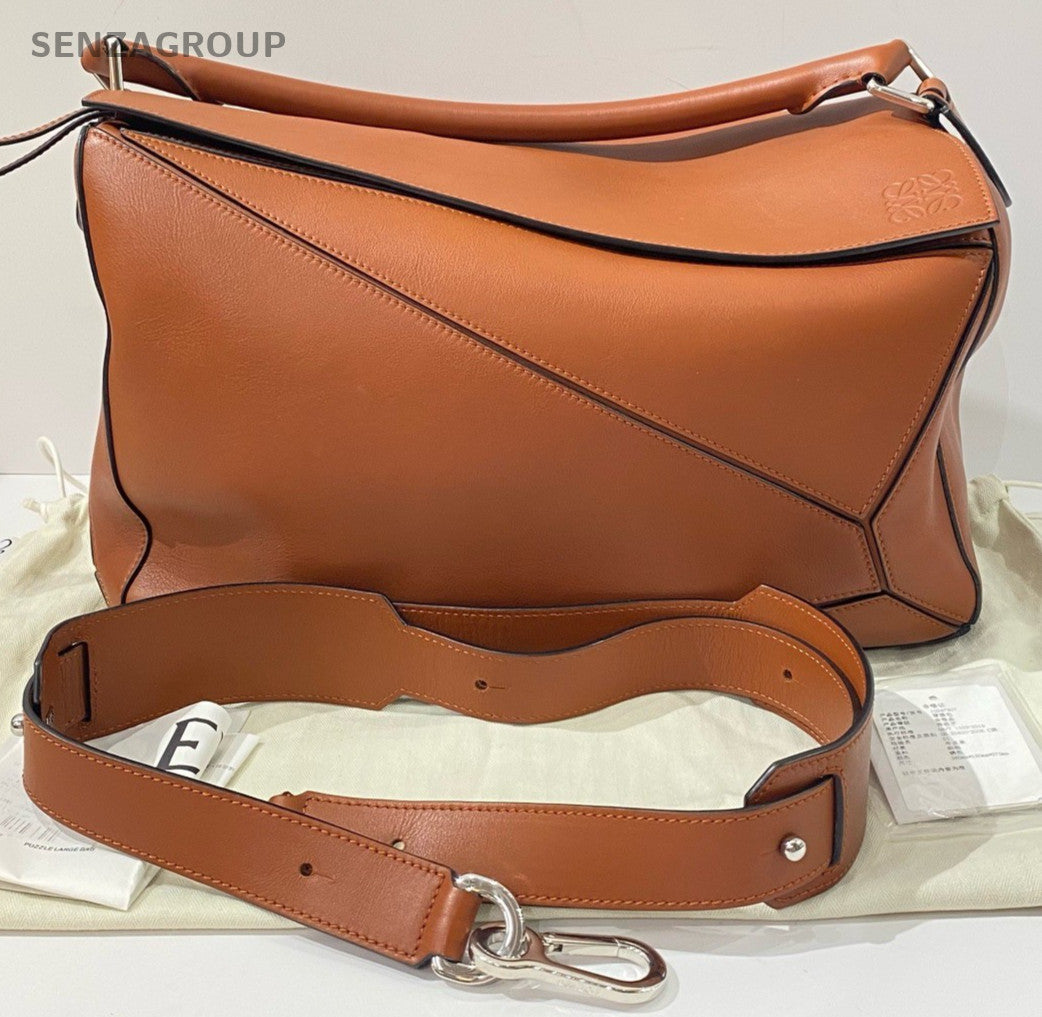 Loewe Puzzle GM Shoulder Bag Crossbody Brown Silver Used Women Classic