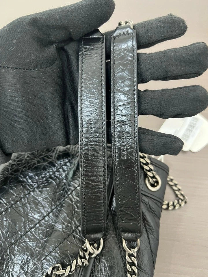 YSL Small Black Silver Niki Crossbody Shoulder Bag For Women