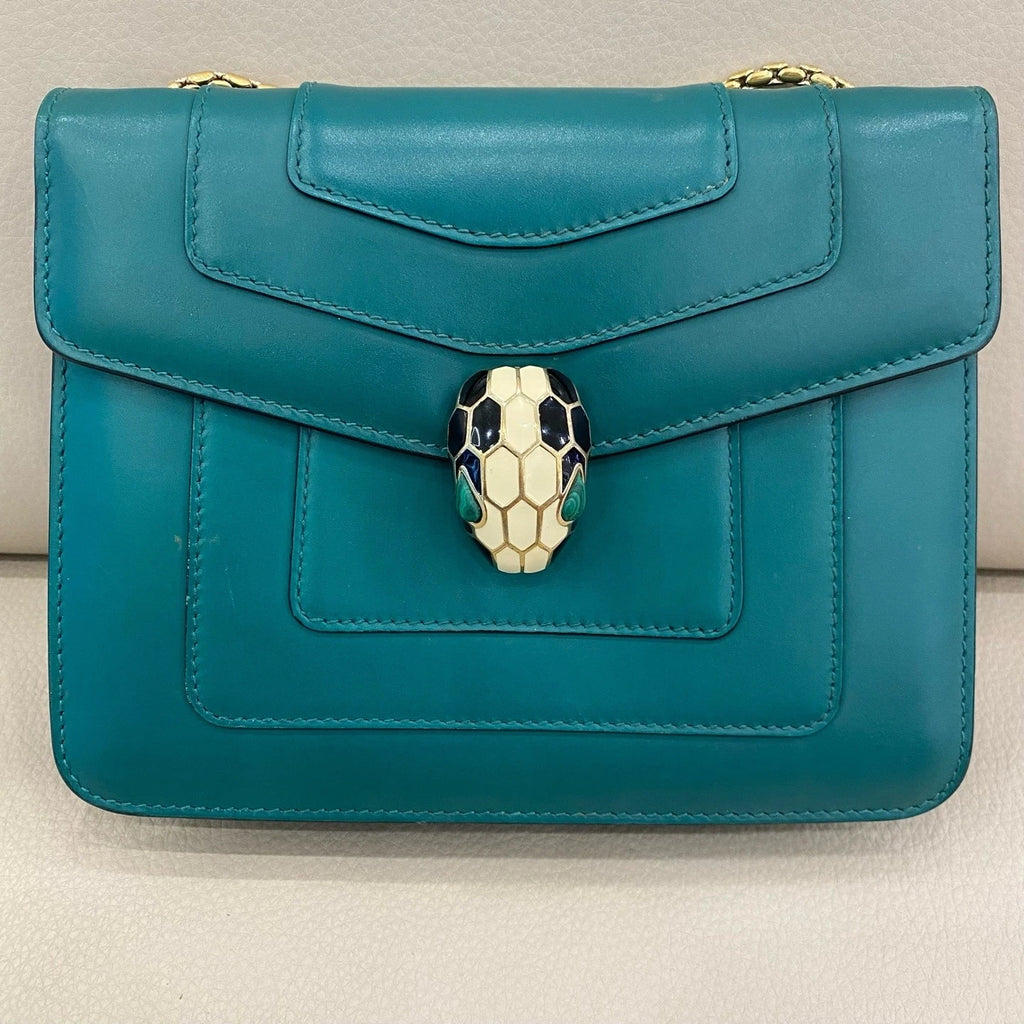 Bvlgari Small Green Serpenti Chain Shoulder Bag For Women