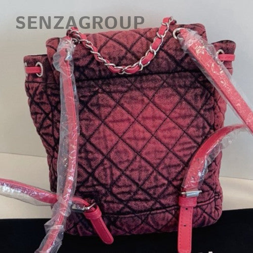 Chanel Diamond Pattern Mini Backpack Pink Silver Women Designer