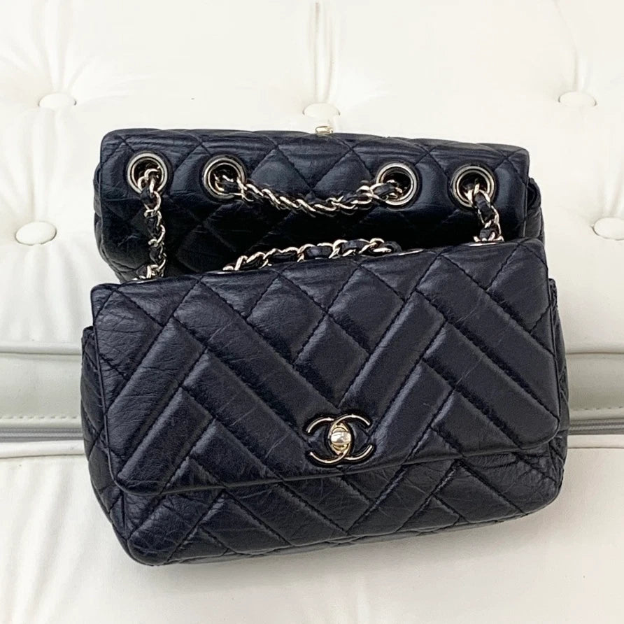 Excellent Chanel Classic Flap Mini Chain Lambskin Shoulder Crossbody Bag Black