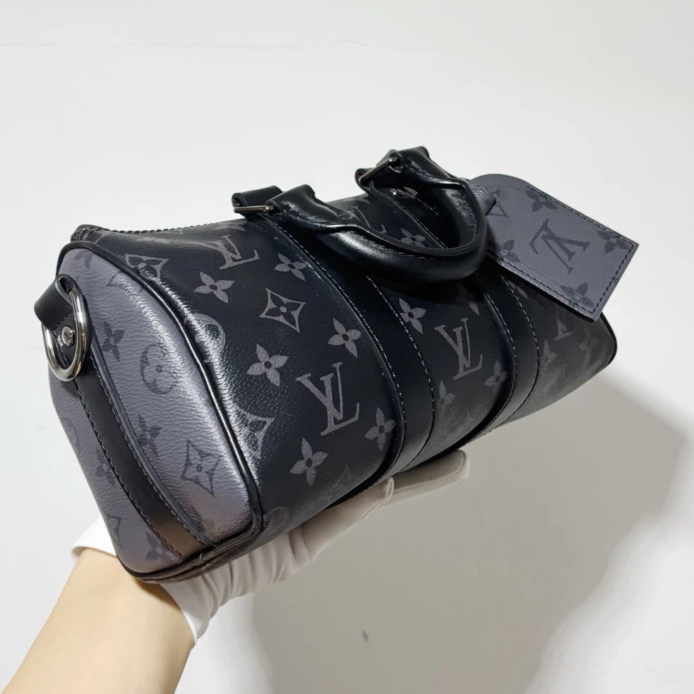 Louis Vuitton Keepall25 Monogram Top Handle Bag Crossbody Black Unisex Adults