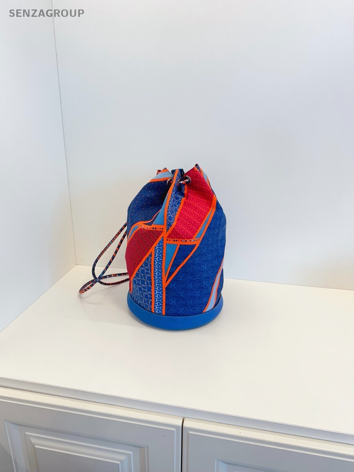Hermes Orange Blue Drawstring Bucket bag