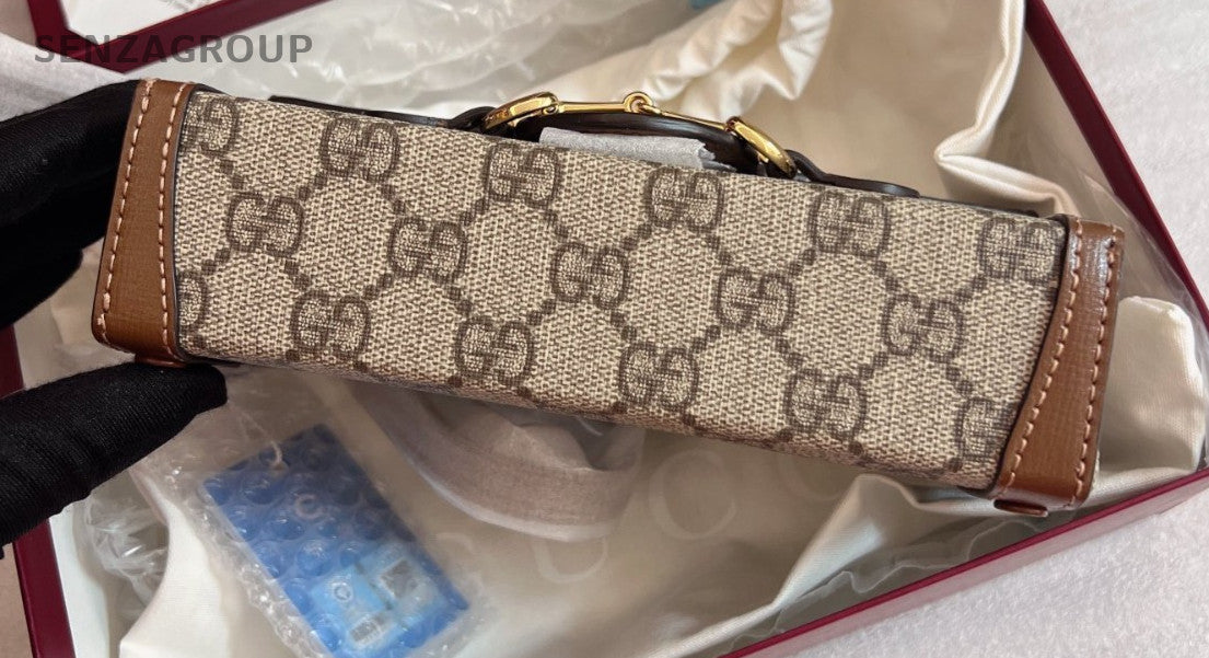 GUCCI Horsebit 1955 Monogram Shoulder bag Crossbody Brown Women Brand NEW