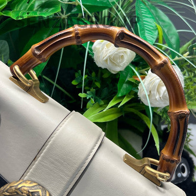 Gucci Dionysus Bamboo Shoulder Bag White Gold Hardware Women's Fashion