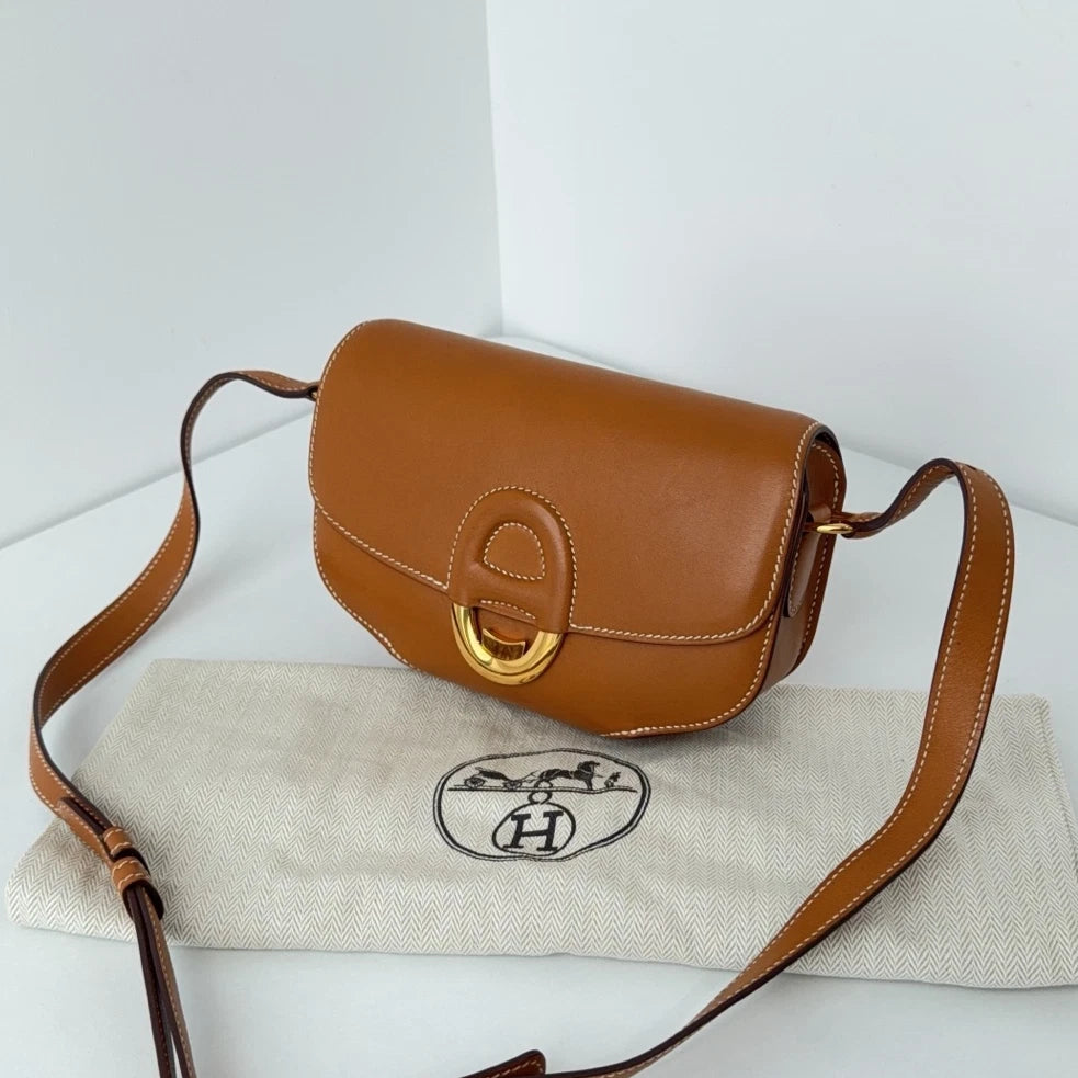 Hermes Cherche Midi18 Mini Butler Shoulder Bag Crossbody Brown Gold Hardware