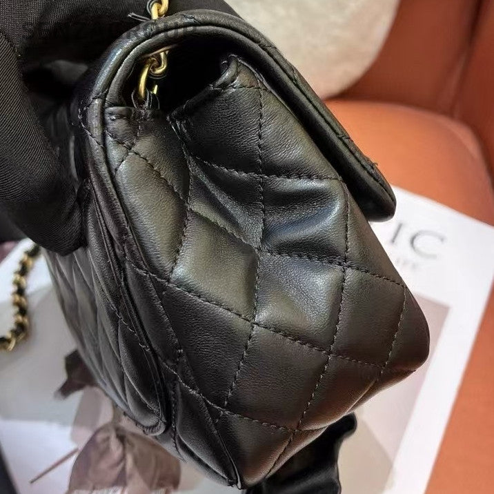 Chanel Black Gold Chain Shoulder Crossbody Bag Quilted Classic Women