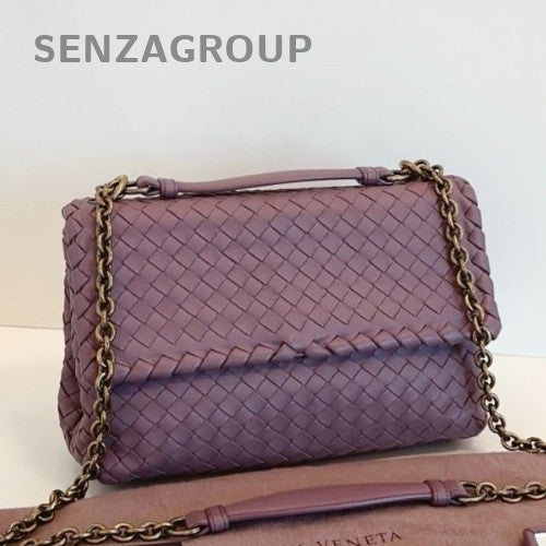 Bottega Veneta Olimpia MM Chain Shoulder Bag Crossbody Purple Women Classic