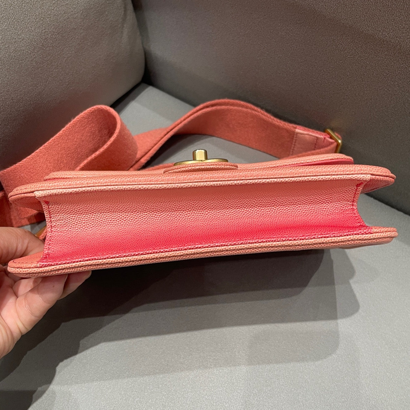 Chanel Classic Flap Bag Pink Gold Chain Shoulder Crossbody Quilted