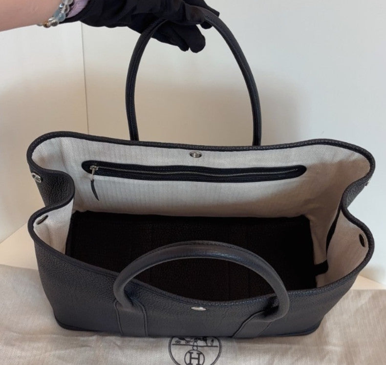 Hermes Garden Party36 Top Handle Bag Black Silver Unisex Adults Classic Fashion