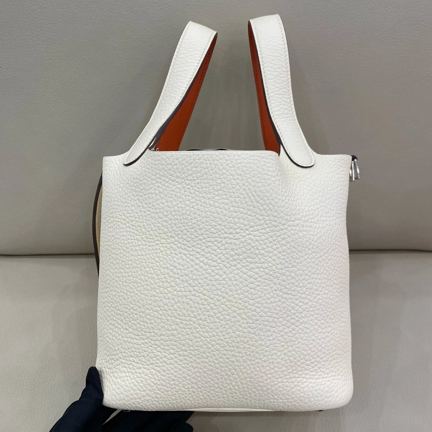 Hermes Picotin18 White Leather Bucket Bag For Women
