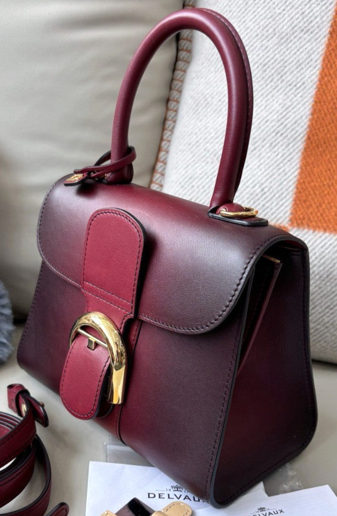 Delvaux Brilliant mini Top Handle Shoulder Crossbody Bag Warm Red Women