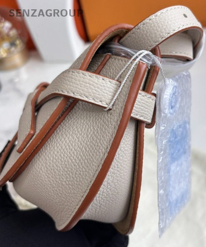 Loewe Mini Gate Calfskin Shoulder Crossbody Bag Oatmeal Women