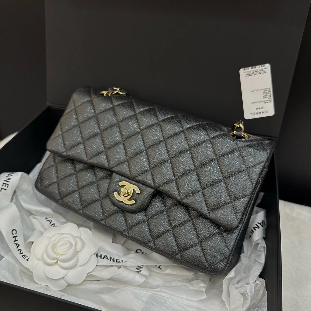 CHANEL CF Medium Gray Gold Hardware Shoulder Bag For Women