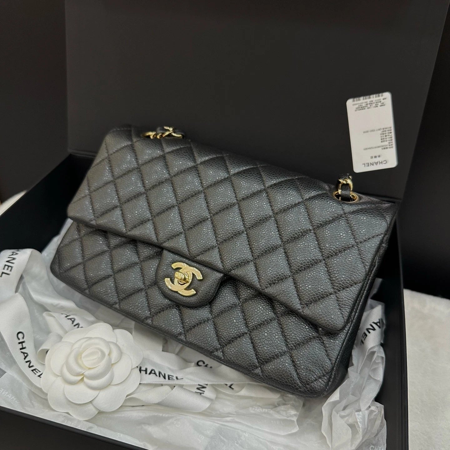 CHANEL CF Medium Gray Gold Hardware Shoulder Bag For Women