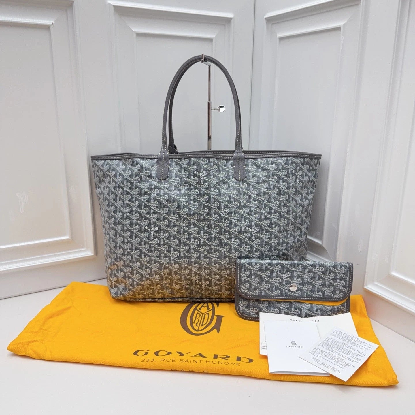 Goyard Monogram Tote CanvasTop Handle Shoulder Bag Gray Women Fashion