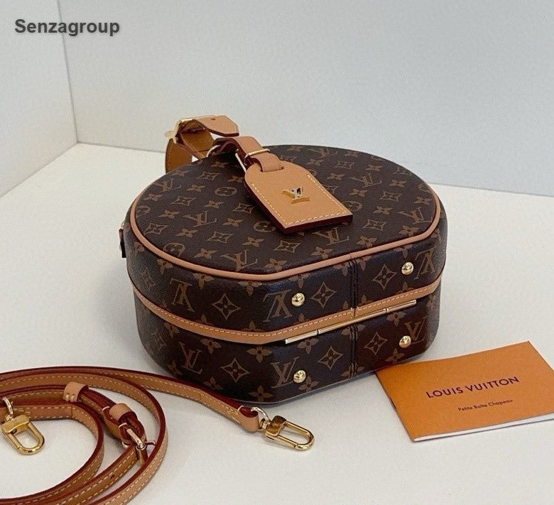 Louis Vuitton Petite Boite Chapeau Monogram Top Handle Crossbody Brown Women