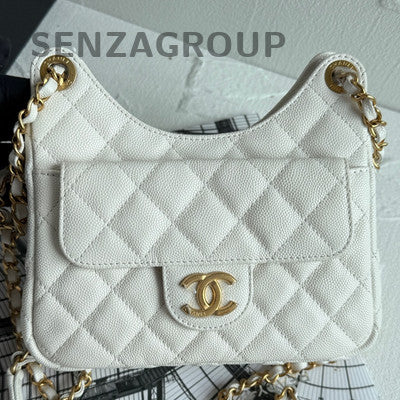 Chanel Small White Quilted Chain Crossbody Bag Gold Hardware