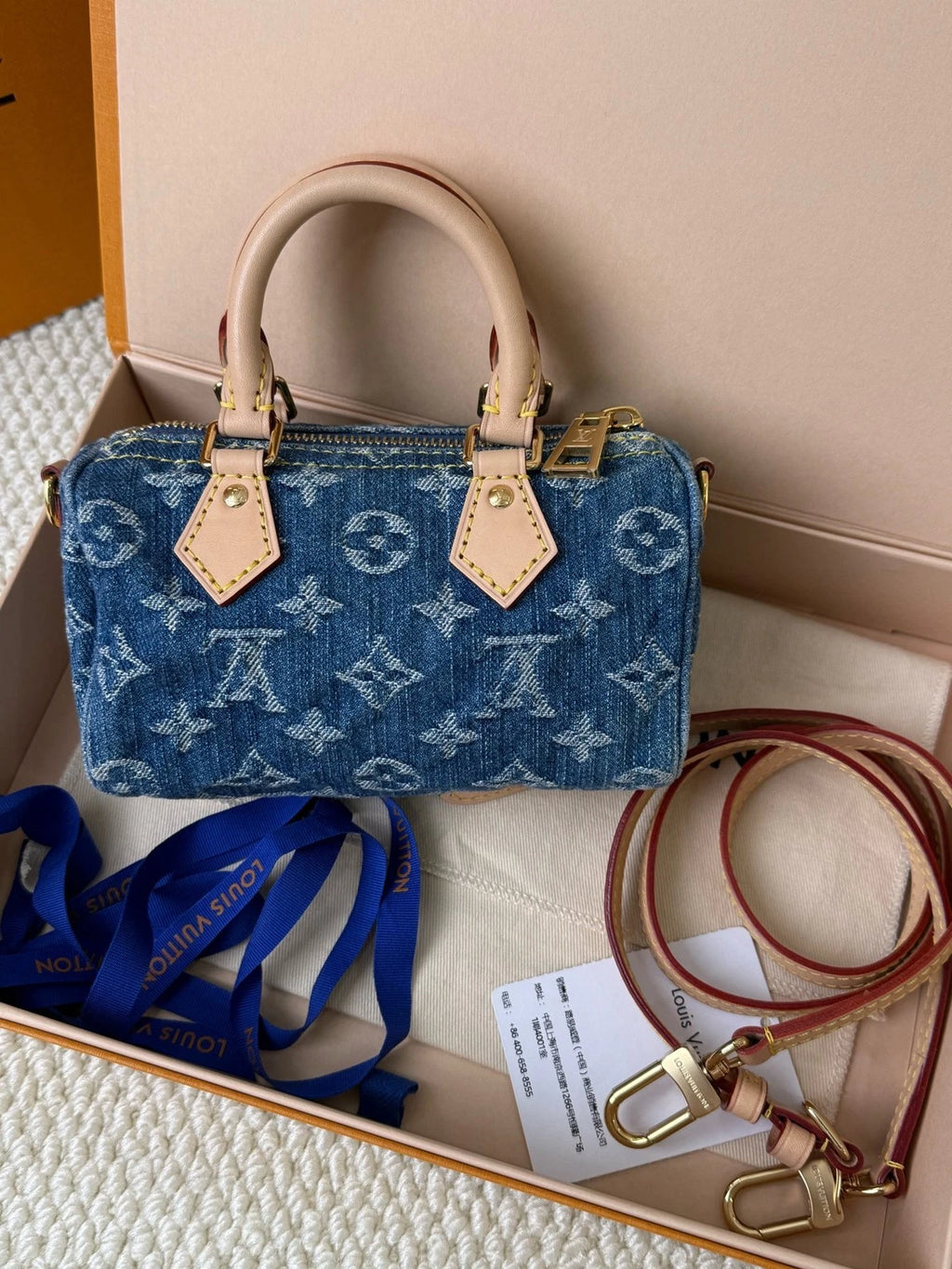Louis Vuitton Speedy Nano Denim Top Handle Bag For Women