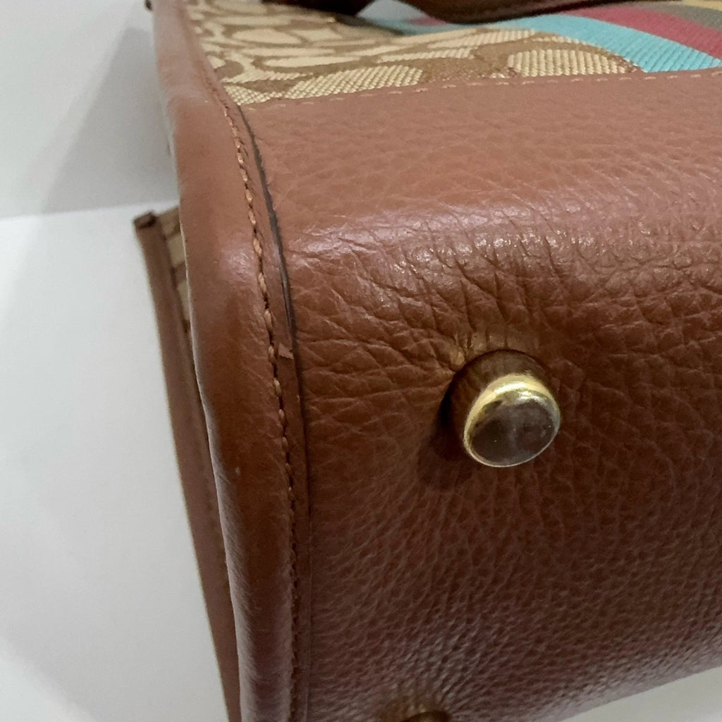 Coach Signature Monogram Canvas Leather Tote Shoulder Bag For Women