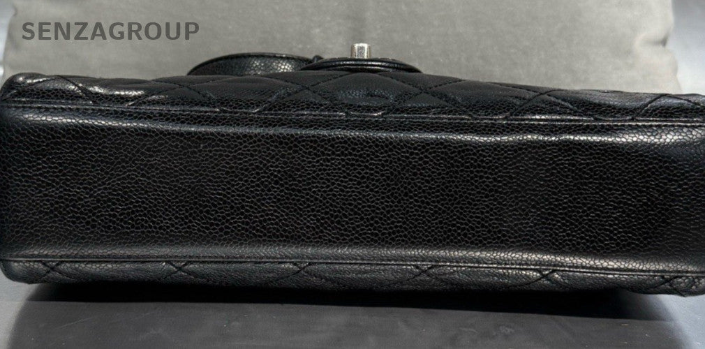 Chanel Classic Flap Calfskin PM Chain Shoulder Bag Crossbody Black Silver
