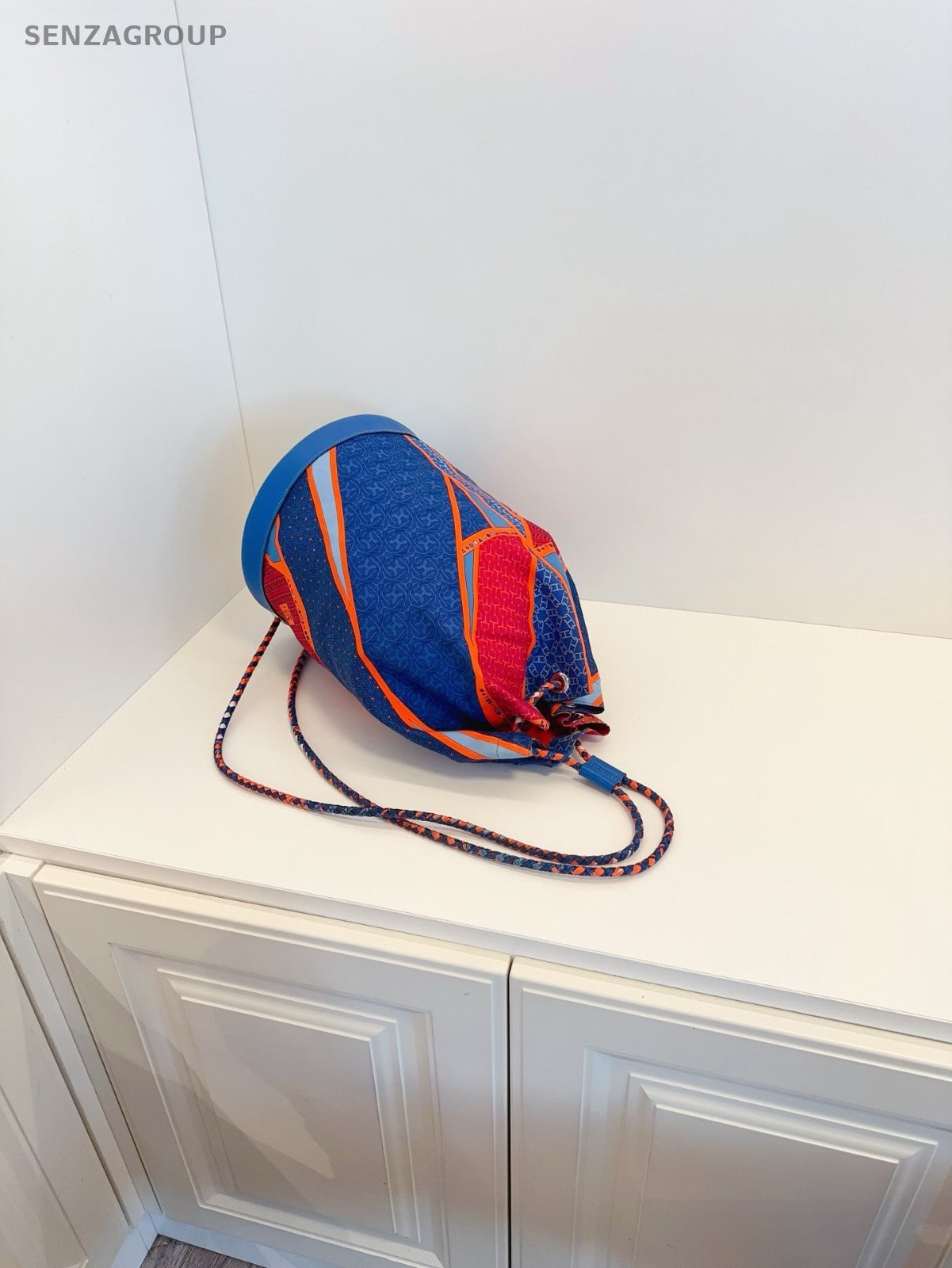 Hermes Orange Blue Drawstring Bucket bag