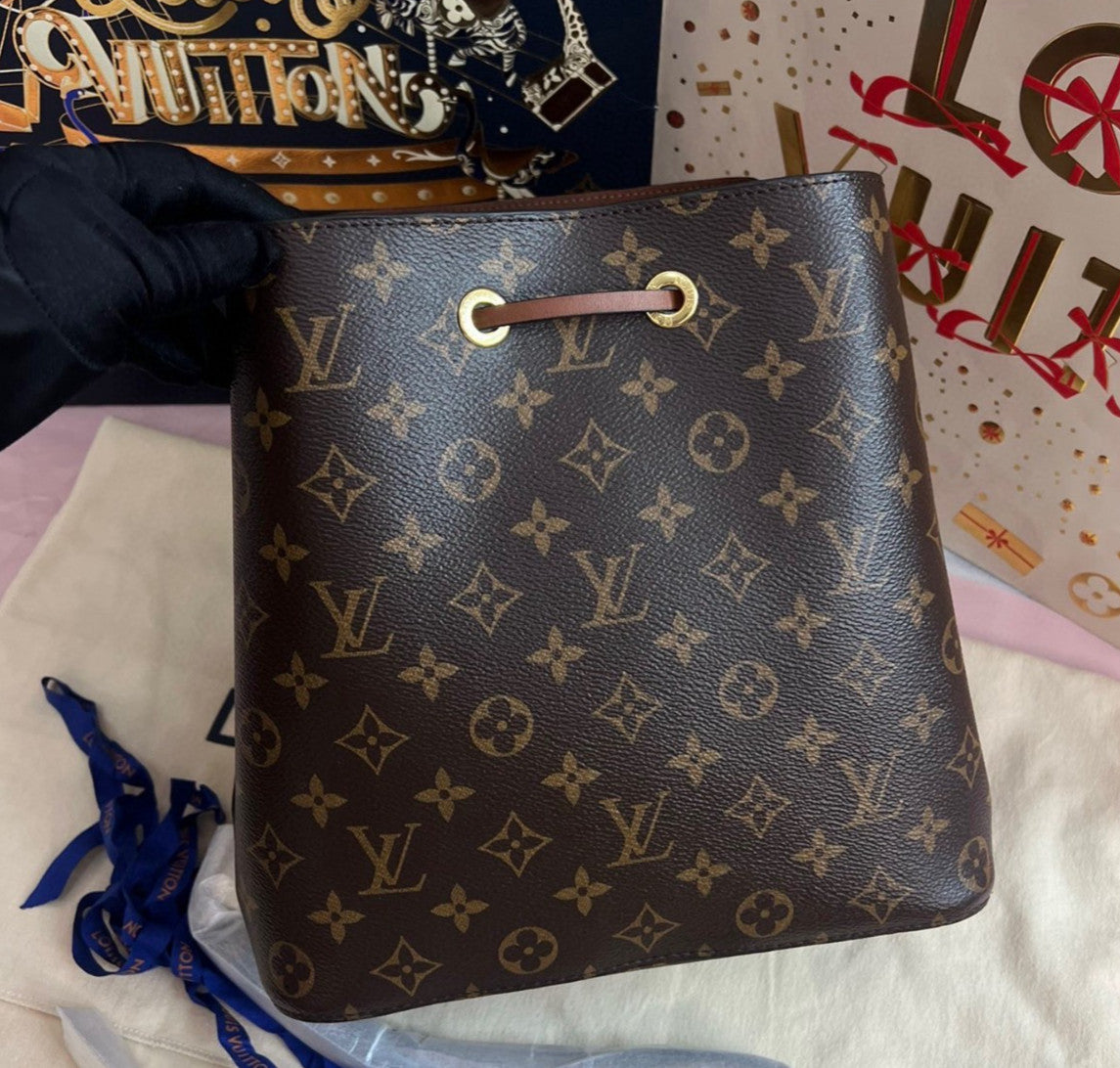 Louis Vuitton Monogram Bucket Top Handle Shoulder Bag Brown Women Classic
