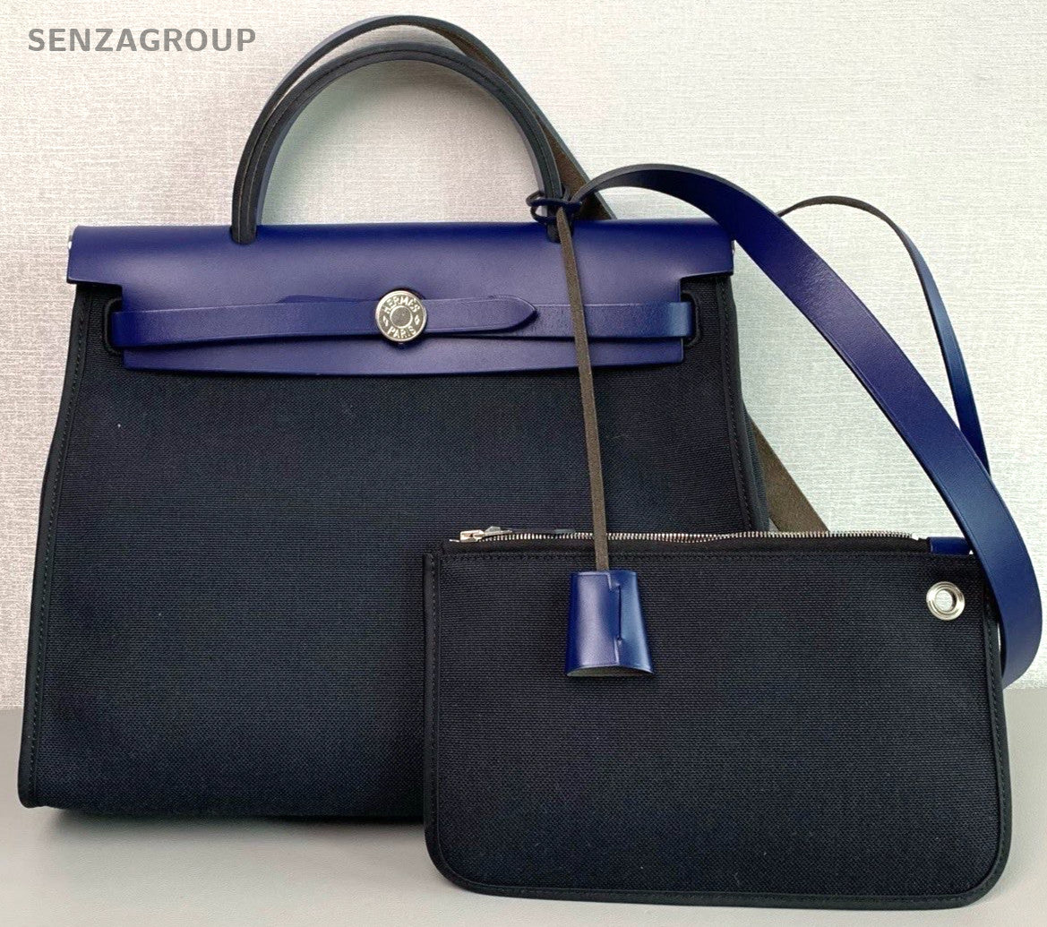 Hermes Herbag31 Top Handle 2way Shoulder Handbag Canvas Black Women