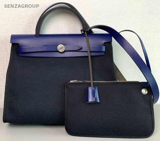 Hermes Herbag31 Top Handle 2way Shoulder Handbag Canvas Black Women